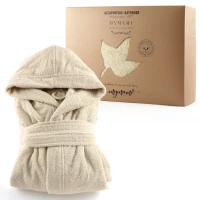 Mymami natural hooded bathrobe in organic cotton