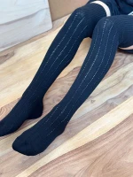 Women's Perforated Black Alpaca and Wool Socks