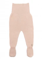 PINK knitted trousers with feet for babies in organic Bamboo