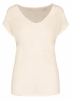Gloria V-neck women's t-shirt in Linen - Ivory