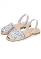 Women's Glitter Festival Sandals in Natural Leather
