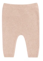 Children's knitted trousers in Organic Cotton and Silk- Almond