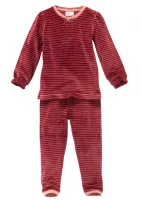 Cherry pyjamas for baby girl in organic cotton chenille