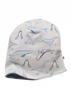 Cappello reversibile Balene per bambini in puro cotone biologico