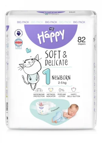 Pannolini Happy BellaBaby - 1 Newborn 2/5kg 82 pezzi_106275
