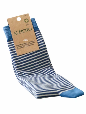 Short socks blue stripes in organic cotton Albero Natur_53413