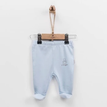 Baby footed leggings Kitikate blue in organic cotton_54396