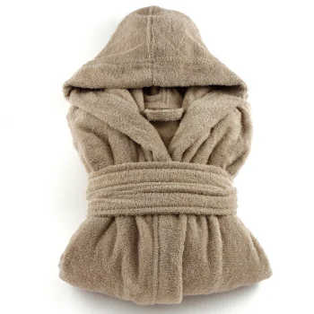 Mymami hazelnut hooded bathrobe in organic cotton_56070