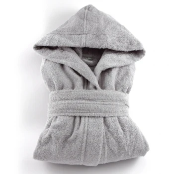 Mymami Grey hooded bathrobe in organic cotton_56057