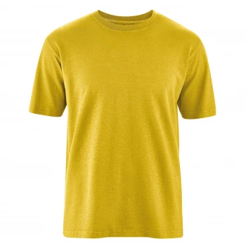 Man basic t-shirt in hemp and organic cotton Curry_66225