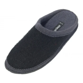 Slippers in pure boiled wool Bicolor Black Gray_69075