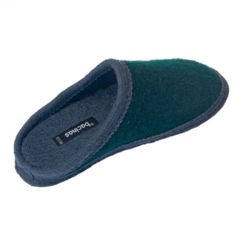 Pantofole in pura lana cotta Bicolore Verde Grigio_85722