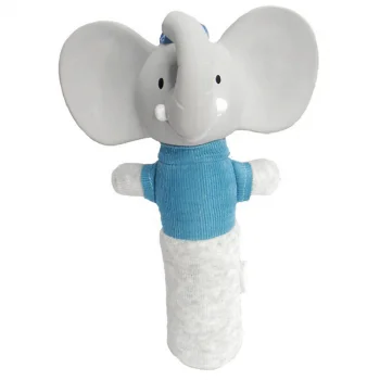 Alvin the elephant Squeaker rattle in organic cotton and natural rubber_72458