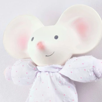 Meiya the Mouse Squeaker rattle in organic cotton and natural rubber_72467