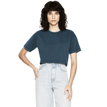 Women's short-sleeved short shirt in organic cotton - Black_74900