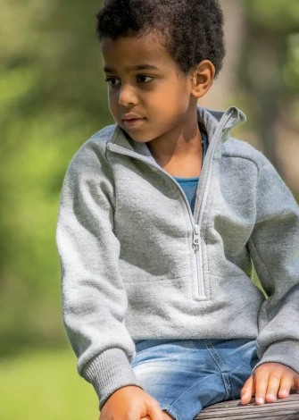 Sweater with zip for children in organic wool_90940