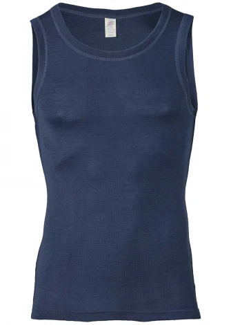 Men sleeveless vest Blue in organic wool and silk_80950