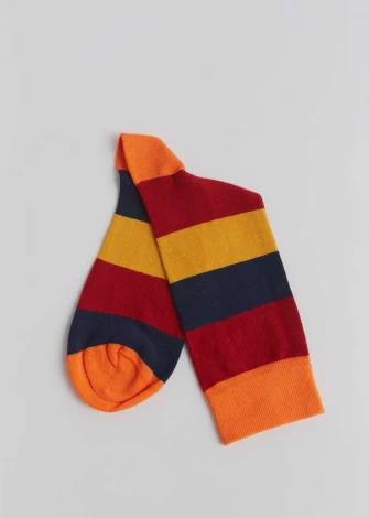 Red / blue / mustard striped socks in organic cotton Albero Natur_81188