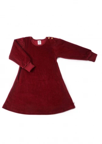 Girl's burgundy Cord dress in organic cotton velvet_81213