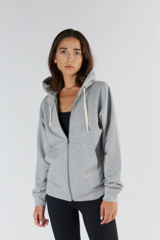 Women's hooded sweatshirt jacket in Organic Cotton and Tencel™_80009
