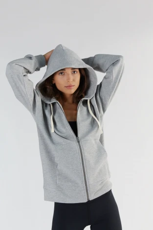 Women's hooded sweatshirt jacket in Organic Cotton and Tencel™_80010