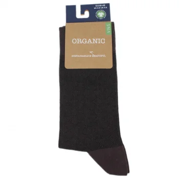 Square men's brown socks in organic cotton_81119