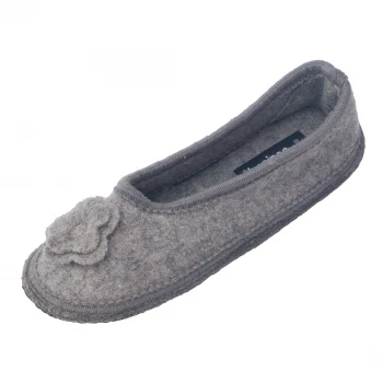 Women's ballet slippers in pure boiled wool Gray_85752