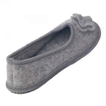 Women's ballet slippers in pure boiled wool Gray_85753