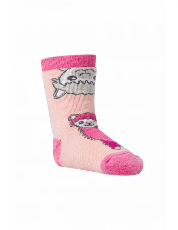 Anti-slip pink ABS socks kids children alpaca wool_86539