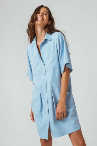 Izaia Blue Shirt Dress for women in LENZING™ ECOVERO™_93698