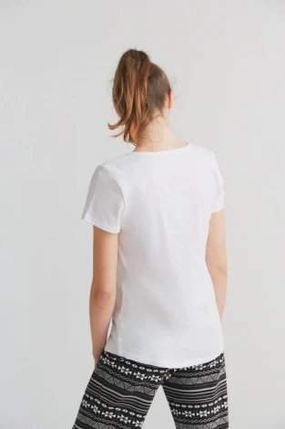 Flammè V-neck t-shirt for women in pure organic cotton_91374