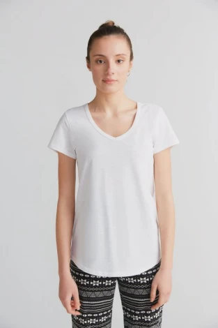 Flammè V-neck t-shirt for women in pure organic cotton_91380