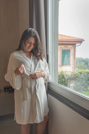 Kimono dressing gown in organic bamboo and cotton_89298