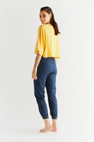 Jogger woman jeans in organic cotton - Midnight Blue_91400