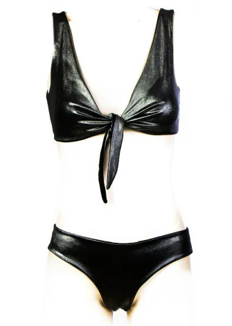 Bikini Bow Black swimsuit in cotton and Lurex_93873