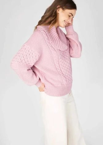 Aster Shawl Collar Oversized Sweater in pure natural wool_97622