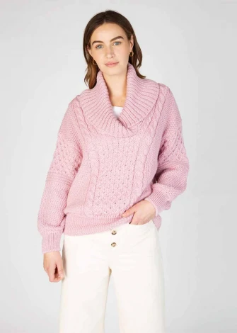 Aster Shawl Collar Oversized Sweater in pure natural wool_97625