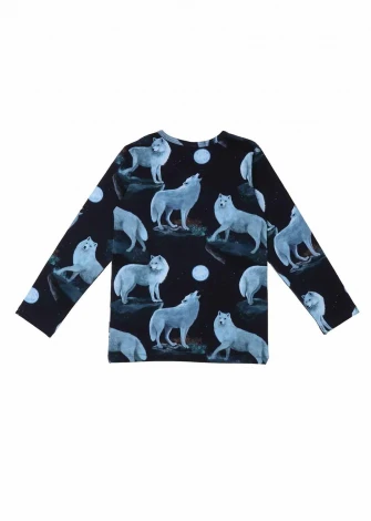 Shirt for children in organic cotton - Singing Wolf allover_98751