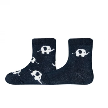 2 PAIR Socks  for children in organic cotton:  Blue Elephant_99628