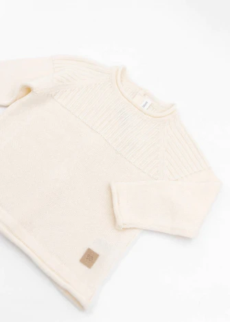 WHITE organic bamboo back opening sweater for babies_100286