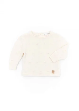 Mini pom-pom sweater for babies in organic Bamboo - White_100338