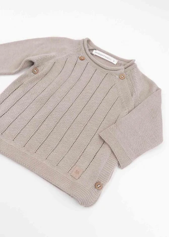 Cross sweater for newborns in organic Bamboo - Camel_100354