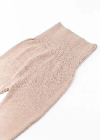 PINK knitted trousers with feet for babies in organic Bamboo_100346