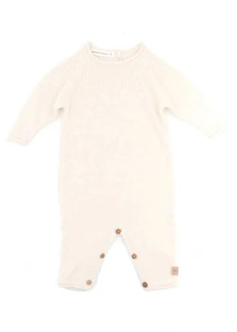 White knitted Jumpsuit for babies in organic Bamboo_100332