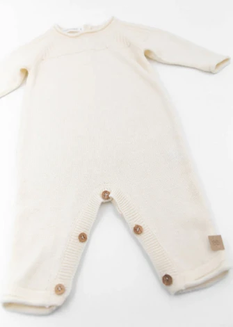 White knitted Jumpsuit for babies in organic Bamboo_100334