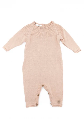 PINK knitted onesie for babies in organic Bamboo_100326