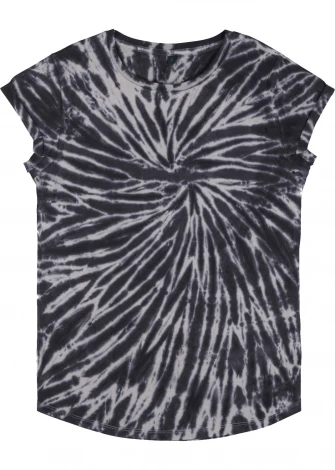 Women's TIE DYE BLACK rolled sleeve t-shirt in organic cotton_100524