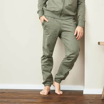 Unisex Khaki Melange jogging pants in organic cotton_100585