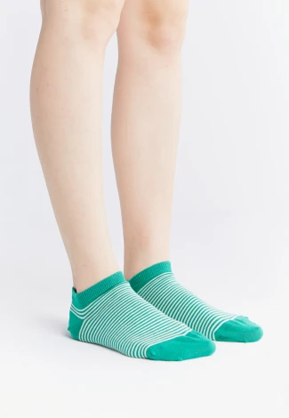Albero green striped sneaker socks in organic cotton_101134