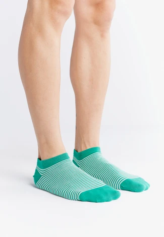 Albero green striped sneaker socks in organic cotton_101136
